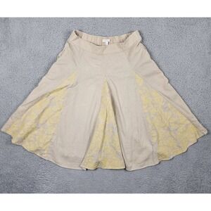 Eva Mendes Skirt Large Linen Lagenlook Boho Praire Midi Resort Embroidered Patio